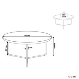 Wyld and Coco Round Coffee Table 80 cm Walnut Finish Black Metal Legs in Brown - thumbnail 3