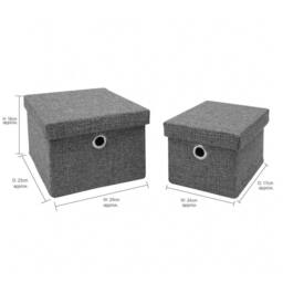 JVL Chroma Rectangular Lidded Storage Baskets - Set of 2 in Dark Grey - thumbnail 9
