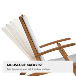 VonHaus Set of 2 Hudson Wooden Folding Garden Sun Lounger with Cushion in Natural - thumbnail 5