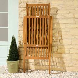 VonHaus Set of 2 Hudson Wooden Folding Garden Sun Lounger with Cushion in Natural - thumbnail 8