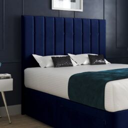 KDMD Enrico Upholstered Soft Velvet Designer Bed Frame in Blue - Size: King - thumbnail 3