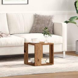 Berkfield Home Decorative Coffee Table Old Wood Solid Reclaimed Wood 32 x 32 x 30 cm in Brown - thumbnail 4