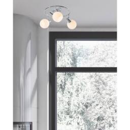 Netlighting Doxy Ceiling Spotlight Clusters Chrome White Glass Shade 3x E14 3000K in Grey - thumbnail 3