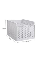 Living and Home Plastic Compartments Stackable Clothes Storage Basket Wardrobe Drawer Organizer in Off-White - thumbnail 6
