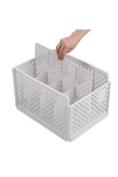 Living and Home Plastic Compartments Stackable Clothes Storage Basket Wardrobe Drawer Organizer in Off-White - thumbnail 4