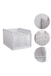 Living and Home Plastic Compartments Stackable Clothes Storage Basket Wardrobe Drawer Organizer in Off-White - thumbnail 5