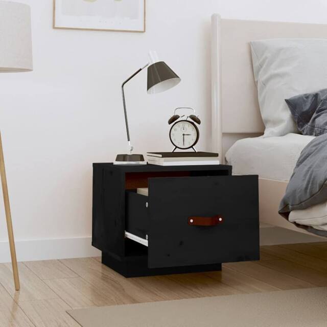 Berkfield Home Beautiful Bedside Cabinets 2 pcs Black 40x34x35 cm Solid Wood Pine - Size: 40 x 34 x 35 cm - image 1