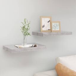 Berkfield Home Floating Wall Shelves 2 pcs Concrete Grey 40x23x3.8 cm MDF - thumbnail 2