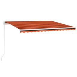 Berkfield Home Manual Retractable Awning with LED 400x300 cm Orange & Brown - thumbnail 1