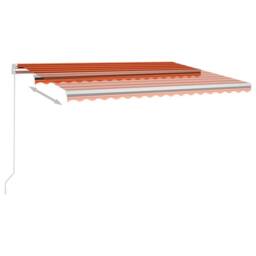 Berkfield Home Manual Retractable Awning with LED 400x300 cm Orange & Brown - thumbnail 4