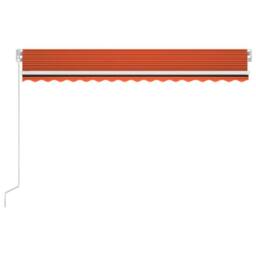 Berkfield Home Manual Retractable Awning with LED 400x300 cm Orange & Brown - thumbnail 3