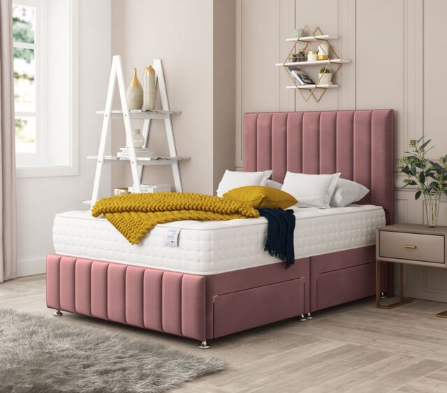 "Bed Choices Moscow Bed Set No drawer With Mattress & 26"" Headboard in Pink - Size: Single" - image 1