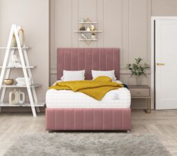 "Bed Choices Moscow Bed Set No drawer With Mattress & 26"" Headboard in Pink - Size: Single" - thumbnail 2
