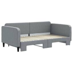 Berkfield Home Daybed with Trundle Light Grey 90x190 cm Fabric - thumbnail 3