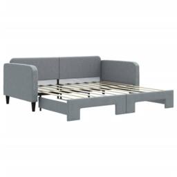 Berkfield Home Daybed with Trundle Light Grey 90x190 cm Fabric - thumbnail 2