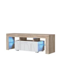 Mex Furniture LTD TV Unit Floe 130cm - Oak & White Gloss Doors & LED Lights - thumbnail 5