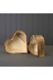 KDMD Set of Two Heart Wooden Planters in Natural