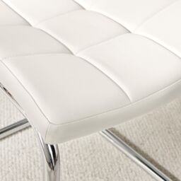 FurnitureboxUK Set of 2 Murano Deep Cushioned Soft Touch Faux Leather Dining Chairs With Silver Chrome Metal Legs in White - thumbnail 7
