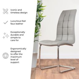 FurnitureboxUK Set of 2 Murano Deep Cushioned Soft Touch Faux Leather Dining Chairs With Silver Chrome Metal Legs in White - thumbnail 5