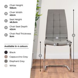 FurnitureboxUK Set of 2 Murano Deep Cushioned Soft Touch Faux Leather Dining Chairs With Silver Chrome Metal Legs in White - thumbnail 6