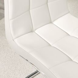 FurnitureboxUK Set of 2 Murano Deep Cushioned Soft Touch Faux Leather Dining Chairs With Silver Chrome Metal Legs in White - thumbnail 4