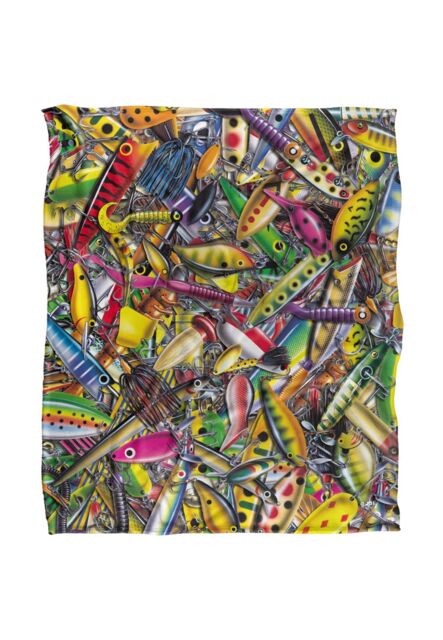 JQ Licensing Fishing Lures Silky Touch Super Soft Throw Blanket 152 X 127 cm in White - image 1