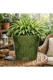 KDMD Hortus Dark Green Lithgow Seed Head Pot 21.5cm H x 22cm Dia - thumbnail 3
