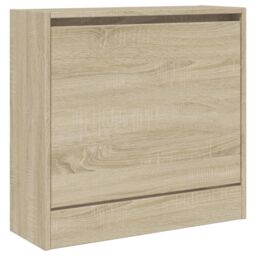 Berkfield Home Shoe Cabinet Sonoma Oak 60x21x57 cm Engineered Wood in Brown - Size: 60 x 21 x 57 cm - thumbnail 4