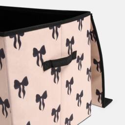 OHS Bows Foldable Fabric Storage Box Toy Organiser with Lid in White - thumbnail 6