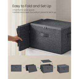 SONGMICS Set of 6 Foldable Storage Bins Boxes with Lids Handles Organizer in Dark Grey - thumbnail 5