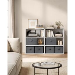 SONGMICS Set of 6 Foldable Storage Bins Boxes with Lids Handles Organizer in Dark Grey - thumbnail 2
