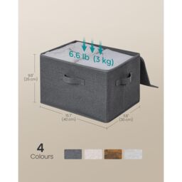 SONGMICS Set of 6 Foldable Storage Bins Boxes with Lids Handles Organizer in Dark Grey - thumbnail 3