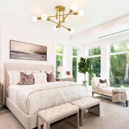 NIVOR 6 light Industrial Chandelier Mid Century Flush Mount Ceiling E27 in Metallic Gold - thumbnail 5