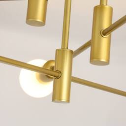 NIVOR 6 light Industrial Chandelier Mid Century Flush Mount Ceiling E27 in Metallic Gold - thumbnail 9