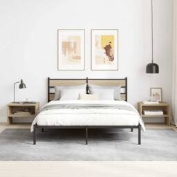 Berkfield Home Bedside Cabinet Sonoma Oak 40x30x30 cm Engineered Wood in Light Sand - Size: 40 x 30 x 30 cm - thumbnail 3