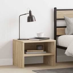 Berkfield Home Bedside Cabinet Sonoma Oak 40x30x30 cm Engineered Wood in Light Sand - Size: 40 x 30 x 30 cm - thumbnail 2