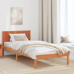 Berkfield Home Wax Brown Pine Bed Frame Wax brown Solid Pine wood 80 x 200 cm - thumbnail 1