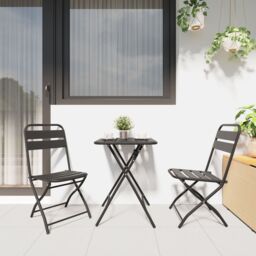 Berkfield Home 3-Piece Folding Bistro Set in Anthracite Steel - thumbnail 4
