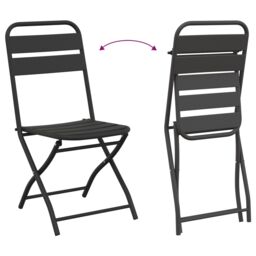 Berkfield Home 3-Piece Folding Bistro Set in Anthracite Steel - thumbnail 9