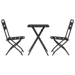 Berkfield Home 3-Piece Folding Bistro Set in Anthracite Steel - thumbnail 7