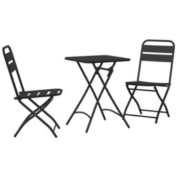Berkfield Home 3-Piece Folding Bistro Set in Anthracite Steel - thumbnail 2