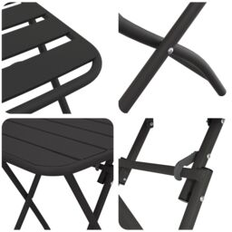 Berkfield Home 3-Piece Folding Bistro Set in Anthracite Steel - thumbnail 8
