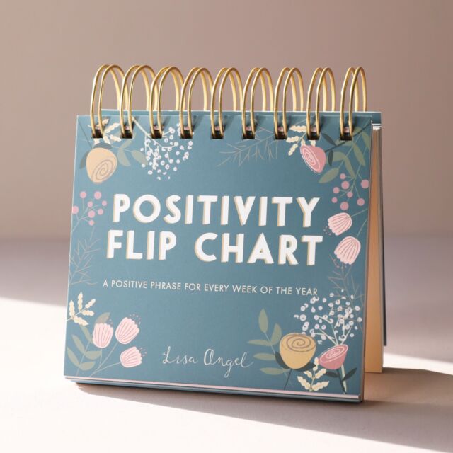 Lisa Angel Women's Weekly Positivity Floral Desktop Flip Chart in Mid Blue - image 1