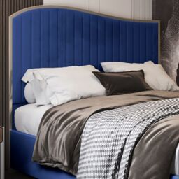 KDMD Darlington Upholstered Soft Velvet Metal Designer Bed Frame in Blue - Size: Double - thumbnail 4