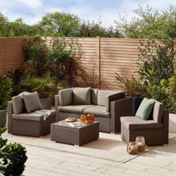 FurnitureboxUK Orlando 4 Seat Modular Outdoor Garden Rattan Sofa in Brown - thumbnail 1