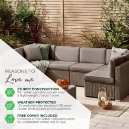FurnitureboxUK Orlando 4 Seat Modular Outdoor Garden Rattan Sofa in Brown - thumbnail 9