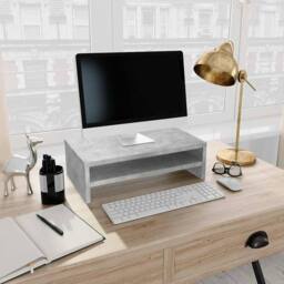 Berkfield Home Monitor Stand Concrete Grey 42x24x13 cm Engineered Wood - Size: 42 x 24 x 13 cm - thumbnail 2