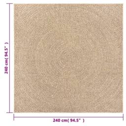 Berkfield Home Rug ZIZUR 240x240 cm Jute Look Indoor & Outdoor in Light Sand - Size: Medium - thumbnail 8