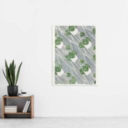 "Artery8 Green Geometric Pattern Vintage Wall Art Print Overbeck in Grey - Size: W18"" x H24""" - thumbnail 4