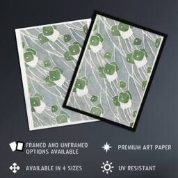"Artery8 Green Geometric Pattern Vintage Wall Art Print Overbeck in Grey - Size: W18"" x H24""" - thumbnail 2